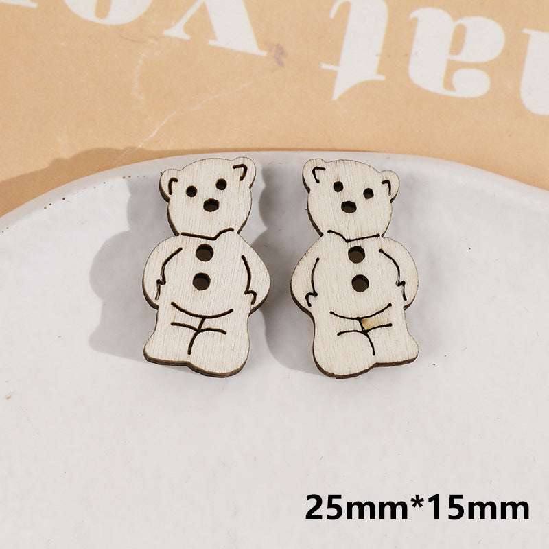 Weiße Holzknöpfe mit Panda-Motiv, rundes Design, 2 Löcher, 25 mm x 15 mm