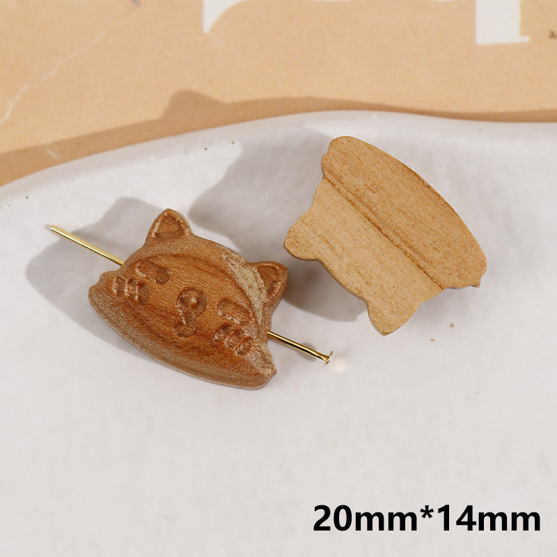 Fischförmige Holzknöpfe, braun, mit 2 Löchern, Nadelbefestigung, 20 mm x 14 mm