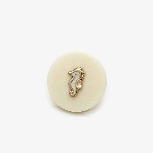 Resin shank button 16/22.5/25mm, beige seahorse motif (20 pcs)
