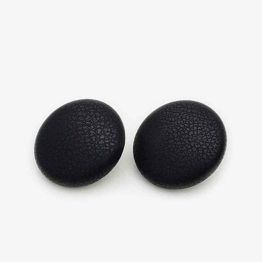 Black suede-effect metal shank buttons, 17.5mm, pair of round buttons.