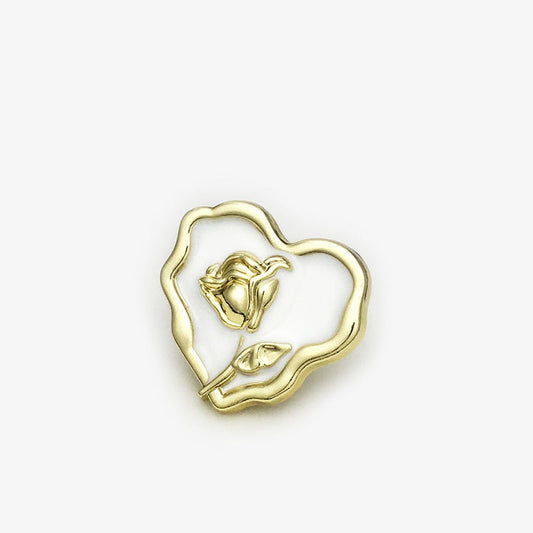 Gold White Silver Black Irregular Heart Rose Metal Button 20pcs Gold White