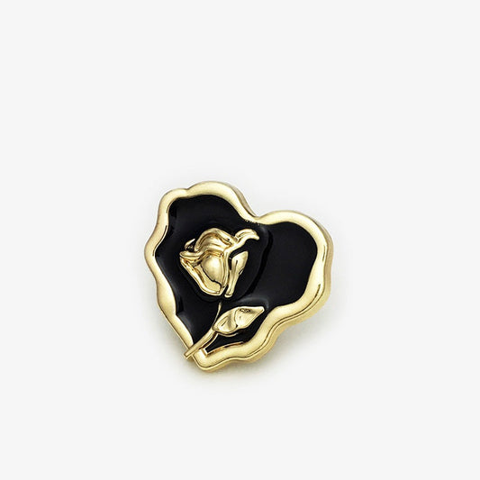 Gold White Silver Black Irregular Heart Rose Metal Button 20pcs Gold Black