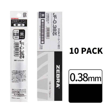 Zebra JF-0.38 Sarasa Gel Pen Refill 0.38mm Black Ink 10 Pack