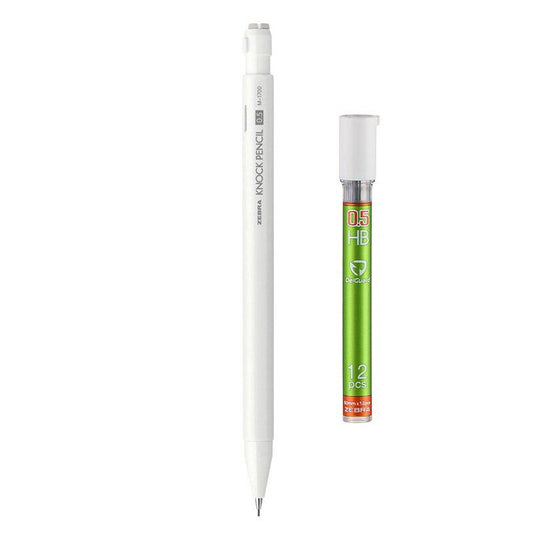 Zebra KNOCK Shake Mechanical Pencil 0.5mm | Classic Colors | Low Center of Gravity | Includes 12 Lead Refills White