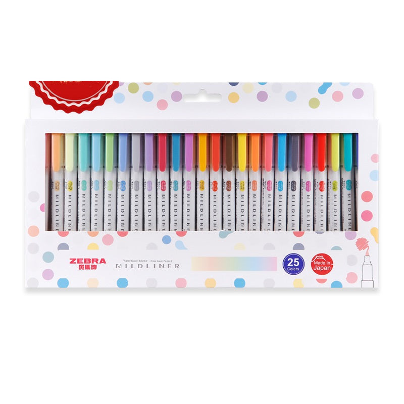 Zebra Mildliner Dual-Tip Highlighter Marker Pens Set,25 Colors