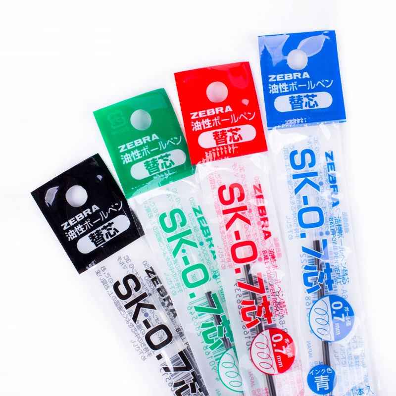 Zebra SK-0.7 Ballpoint Pen Refill 0.7mm Black/Blue/Red/Green 10 Pack
