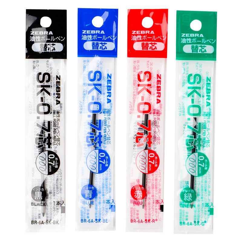 Zebra SK-0.7 Ballpoint Pen Refill 0.7mm Black/Blue/Red/Green 10 Pack