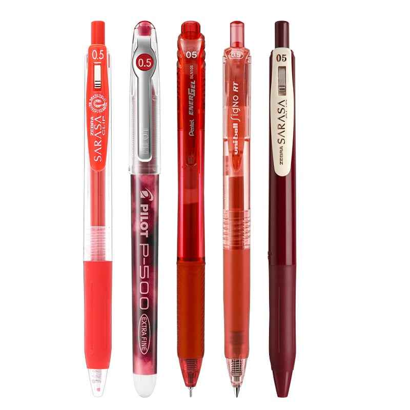 Zebra Sarasa Clip Gel Ballpoint Pen, 0.5mm, Red Ink, 5 Mixed Pack