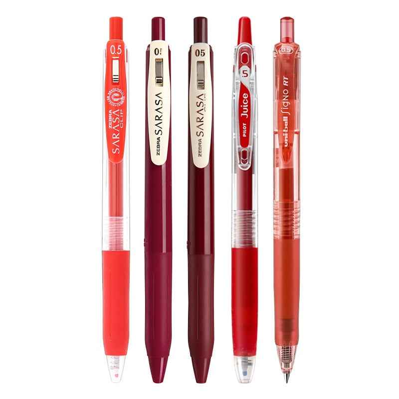 Zebra Sarasa Clip Gel Ballpoint Pen, 0.5mm, Red Ink, 5 Mixed Pack