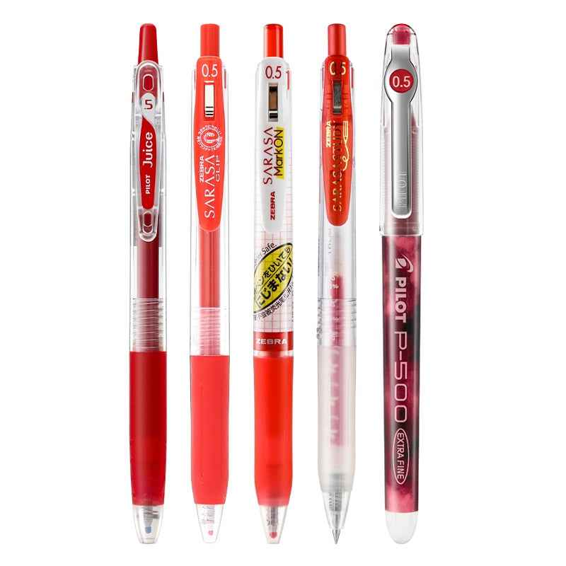 Zebra Sarasa Clip Gel Ballpoint Pen, 0.5mm, Red Ink, 5 Mixed Pack