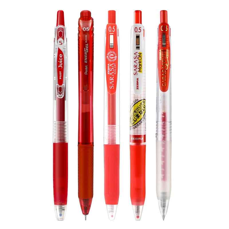 Zebra Sarasa Clip Gel Ballpoint Pen, 0.5mm, Red Ink, 5 Mixed Pack