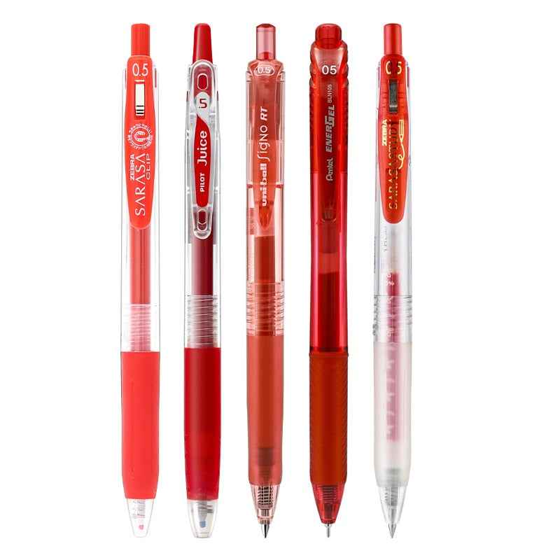 Zebra Sarasa Clip Gel Ballpoint Pen, 0.5mm, Red Ink, 5 Mixed Pack