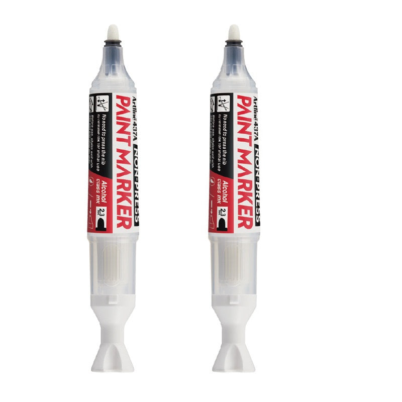 Artline 437A NON-PRESS Paint Markers, 2.3mm Round Tip, 2-Pack White