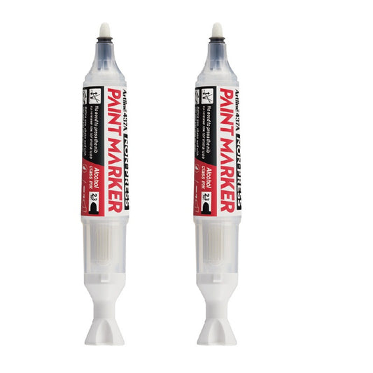 Artline 437A NON-PRESS Paint Markers, 2.3mm Round Tip, 2-Pack White