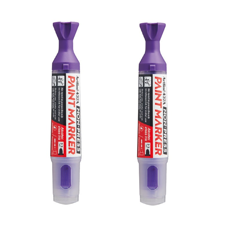 Artline 437A NON-PRESS Paint Markers, 2.3mm Round Tip, 2-Pack Purple