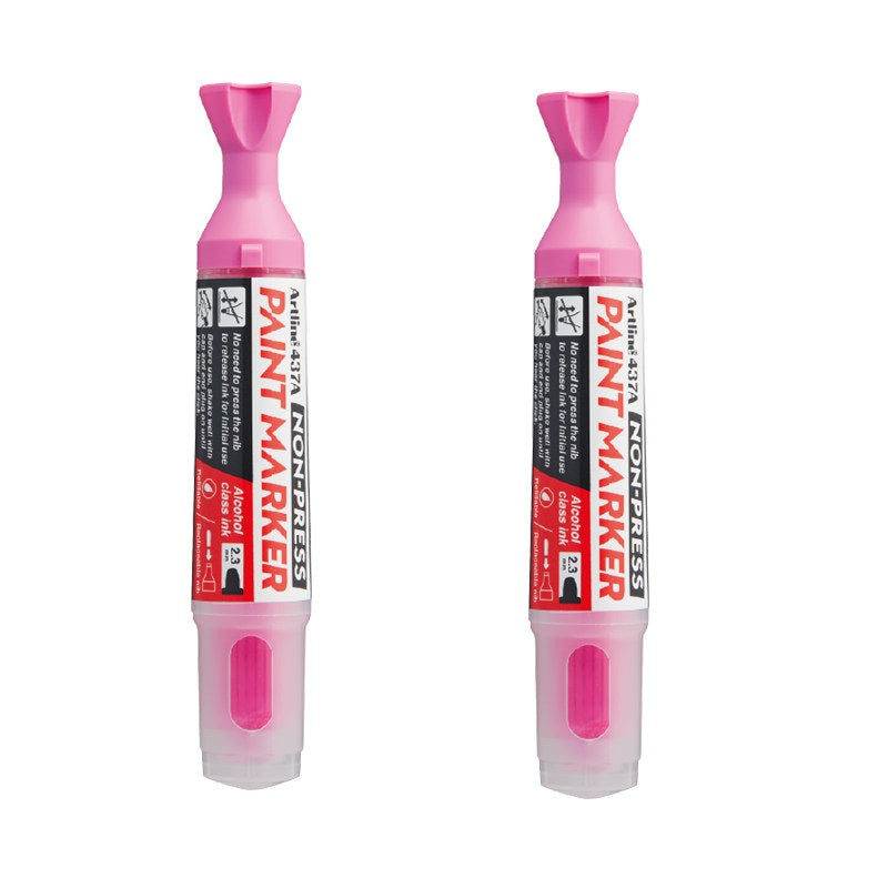 Artline 437A NON-PRESS Paint Markers, 2.3mm Round Tip, 2-Pack Pink