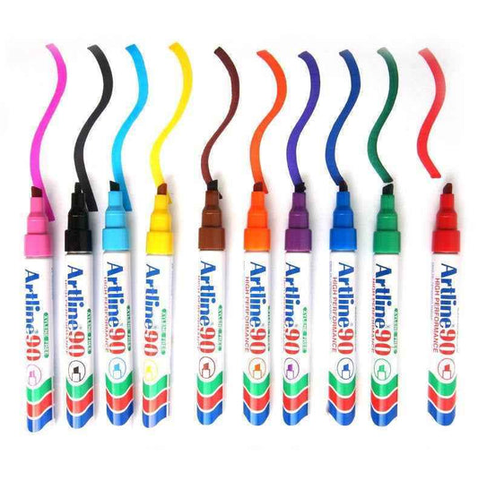 Artline 90,Permanent Marker,Chisel Nib, 2-5mm,3 Pack