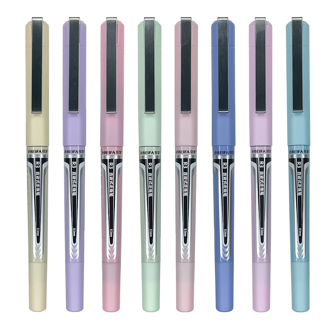 Beifa R3 Straight Liquid Ball Pen Pack of 8