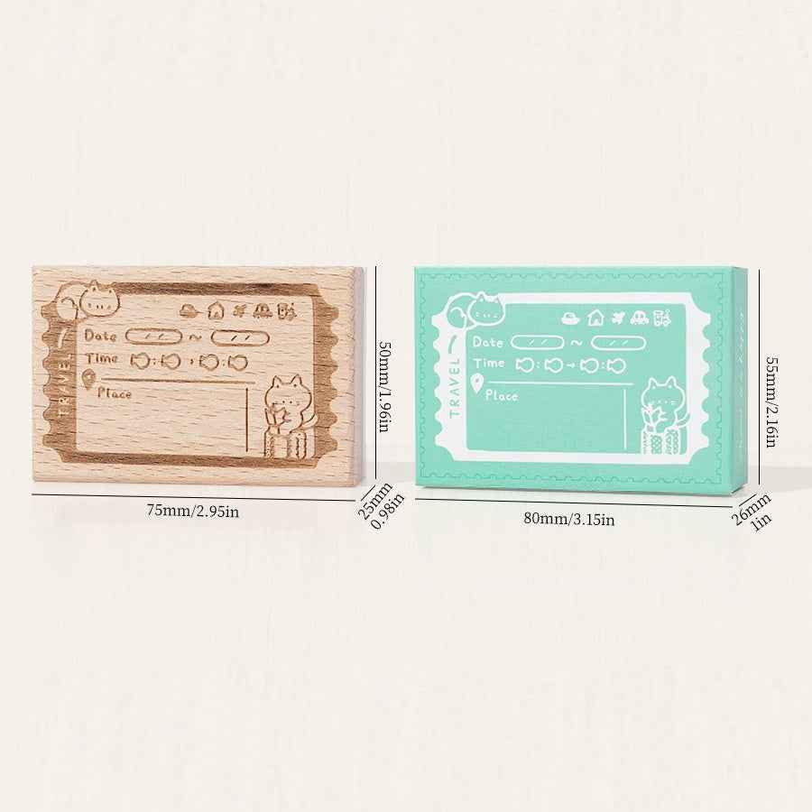 Wooden Time Planning Table Stamps Cat Memo 6 Pack