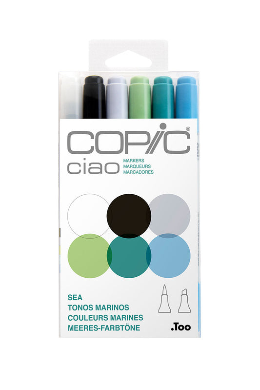 Copic Ciao,Alcohol-based Brush Markers,6 Color Sea