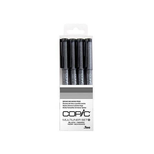 Copic Multiliner Broad Pigment Based Ink Pens,4PC Set Black B