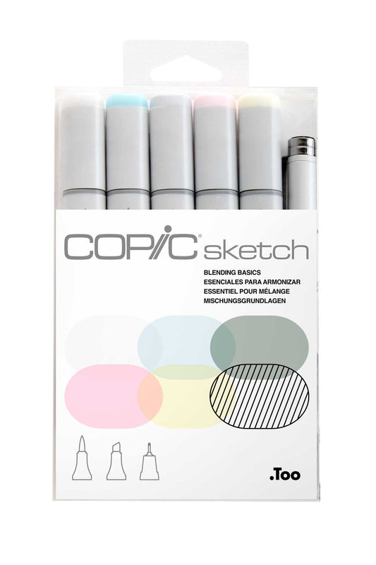 COPIC Sketch Brush Marker Pens 6PCS Blending Basics