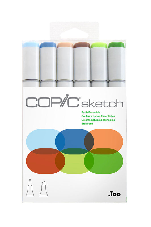 COPIC Sketch Brush Marker Pens 6 Color Earth Essentials