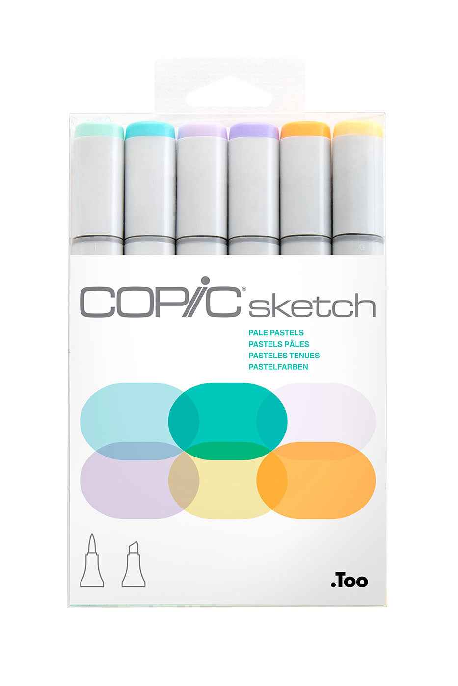 COPIC Sketch Brush Marker Pens 6 Color Pale Pastels