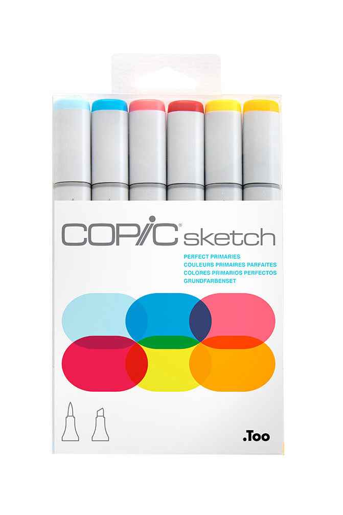 COPIC Sketch Brush Marker Pens 6 Color Perfect Primaries