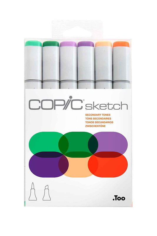 COPIC Sketch Brush Marker Pens 6 Color Secondary Tones