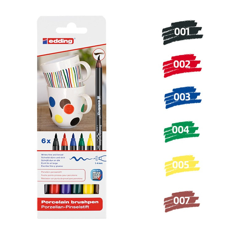 edding 4200 porcelain brush pen 6 pack for ceramic painting
