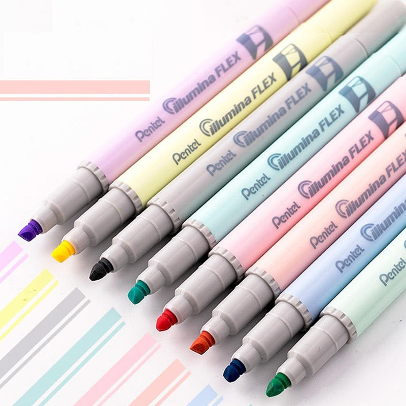 Pentel Dual Highlighter Pastel Illumina Flex Twin Tip 8 Colors