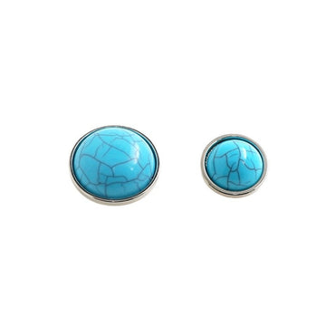 Turquoise crackle-look metal shirt buttons, silver edge, shank backs (2 sizes)