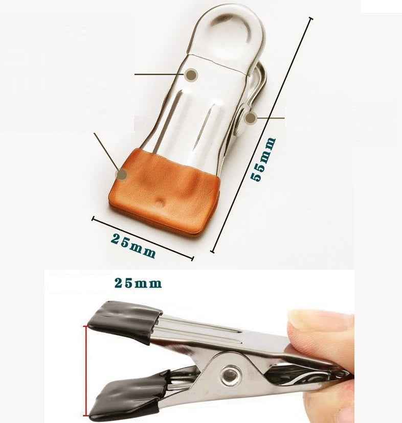 Leather Fabric Stainless Steel Clamp Clips with Rubber Sleeve 10pcs