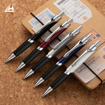 Metal Click Ballpoint Pen 1.0mm Bullet Tip,Black Ink,5 Color Pack