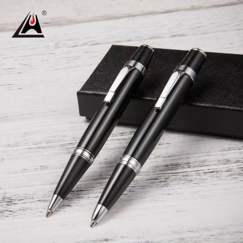 Mini Pocket Metal Ballpoint Pen Set of 2,Black Ink 1.0mm Bullet Tip