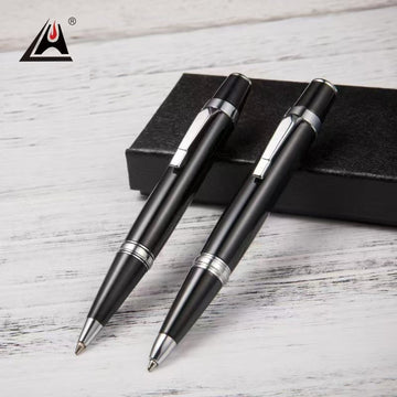 Mini Pocket Metal Ballpoint Pen Set of 2,Black Ink 1.0mm Bullet Tip