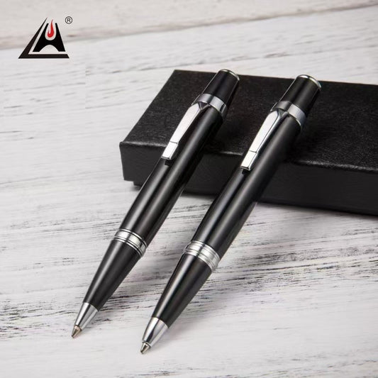 Mini Pocket Metal Ballpoint Pen Set of 2,Black Ink 1.0mm Bullet Tip