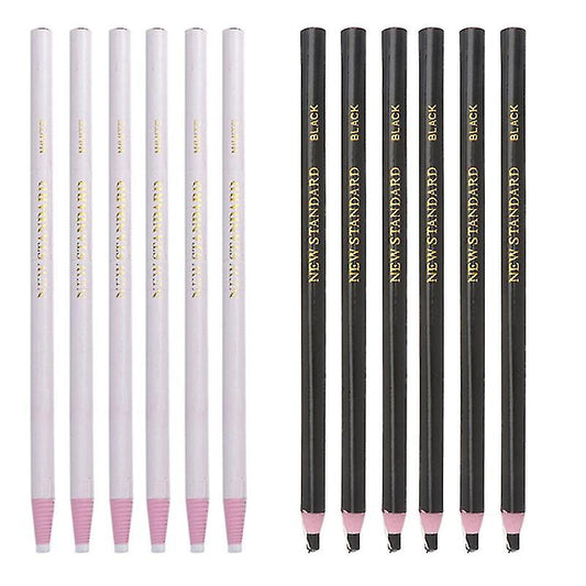 12pcs China Markers Grease Pencils Black and White