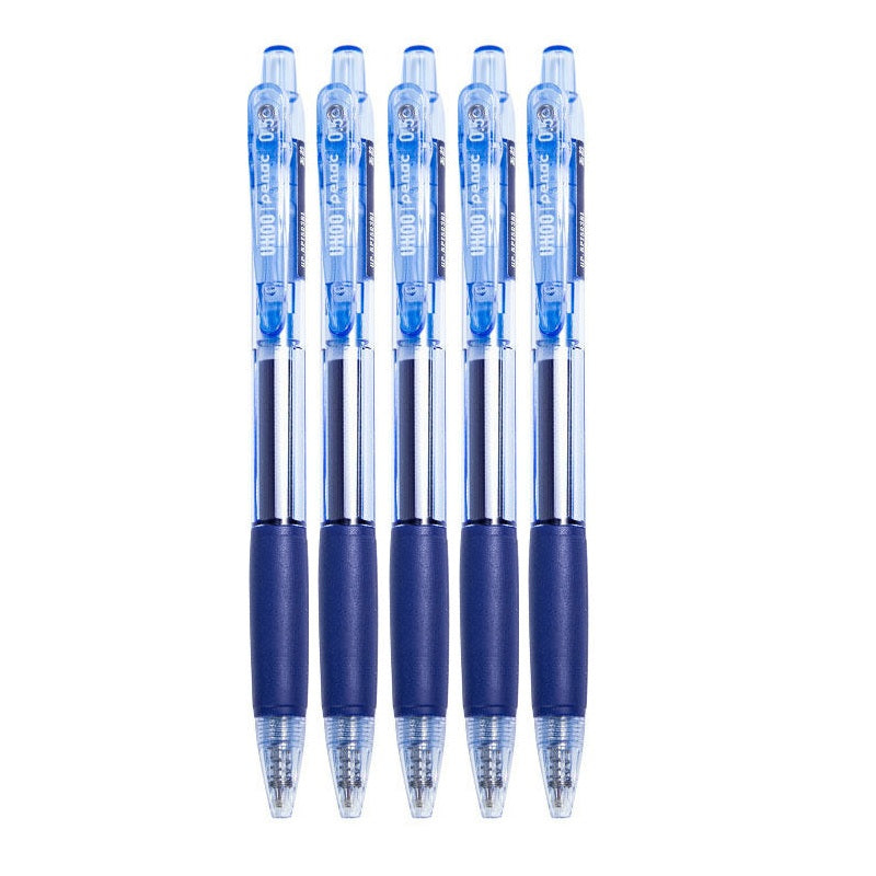 Penac UHOO Retractable Gel Pens, 0.5mm RRG Ink, 5-Colour Set 5 Blue