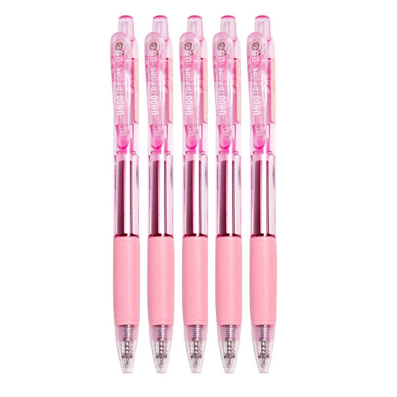 Penac UHOO Retractable Gel Pens, 0.5mm RRG Ink, 5-Colour Set 5 Pink