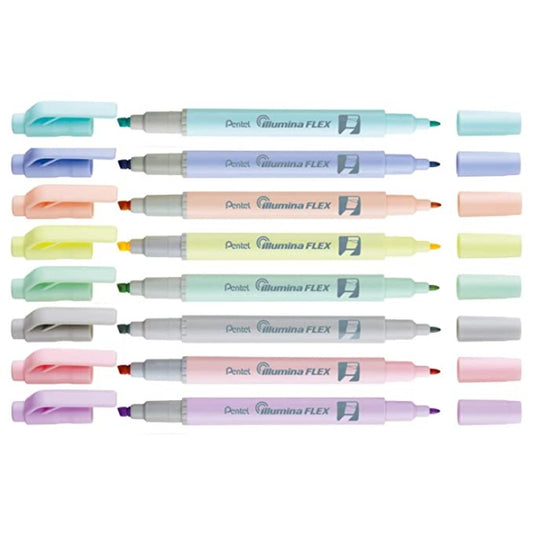 Pentel Dual Highlighter Pastel Illumina Flex Twin Tip 8 Colors