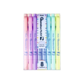 Pentel Dual Highlighter Pastel Illumina Flex Twin Tip 8 Colors