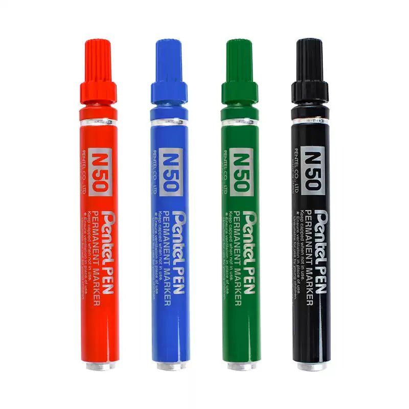 Pentel N50 Permanent Marker Pen Bullet Tip 4 Pack