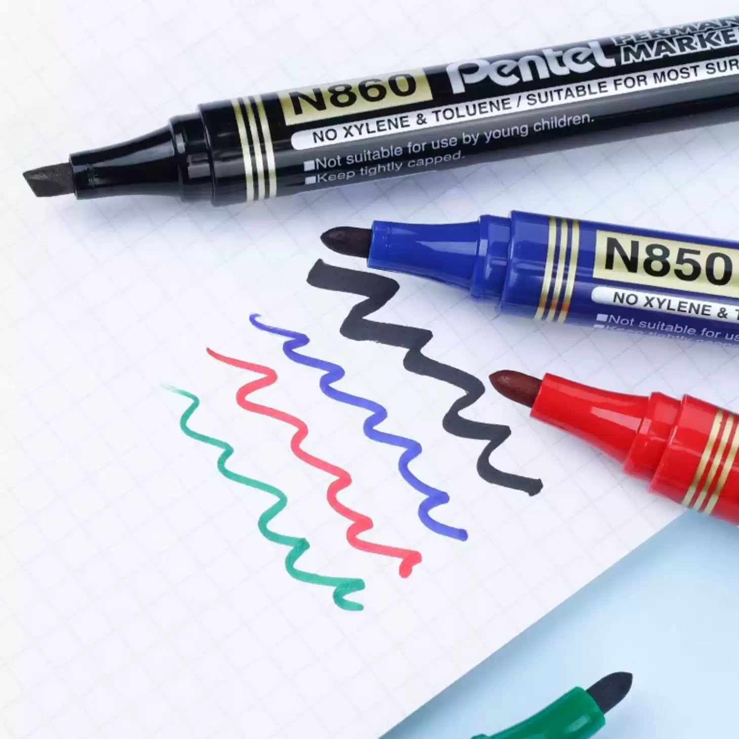 Pentel N850 Permanent Markers Bullet Point 4 Pack