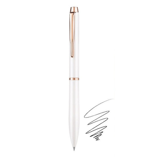PILOT ETERLINK Metal Ballpoint Pen | 0.5mm Black Ink | Twist Retractable Pearl White