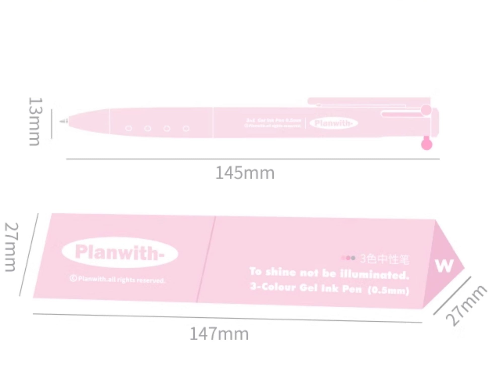 Planwith Triple-Color Gel Ink Clicker Pen 0.5MM
