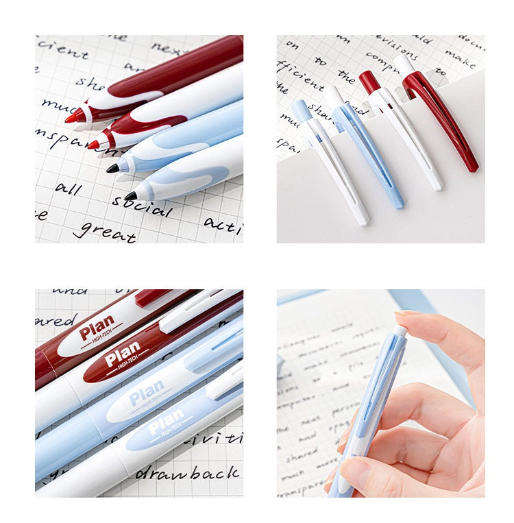 Planwith High-Tech Retractable Gel Pen 0.5mm 4 Pack with Black & Red Ink Refills