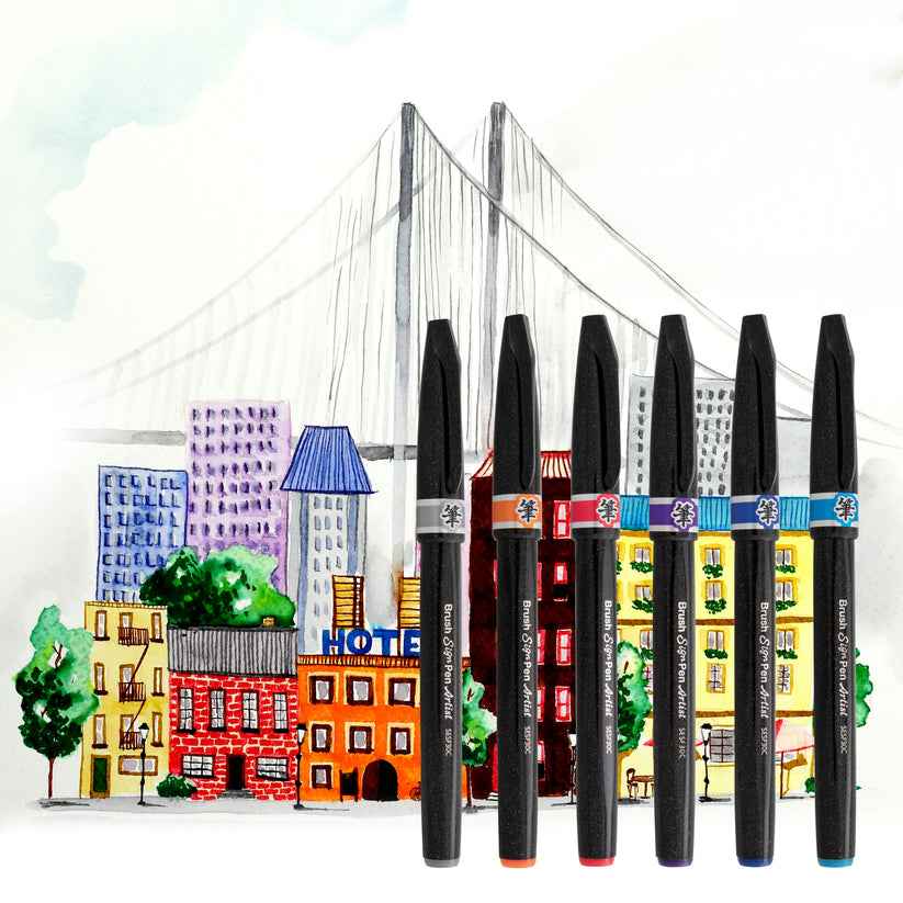 Pentel Arts Brush Sign Pen Artist Ultra Fine Brush 12 Pack