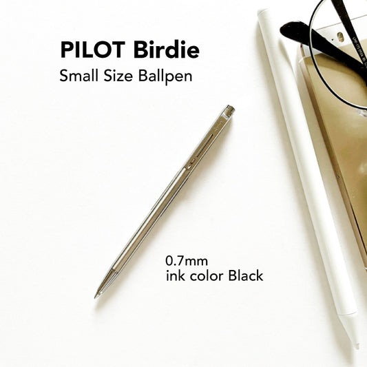 Pilot Birdy Edelstahl Mini-Kugelschreiber | 0,7 mm Schwarze Tinte | Taschen-EDC | Japan
